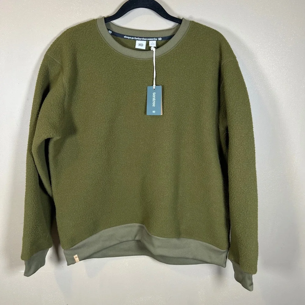 Tentree Ecoloft Crew Fleece Sweatshirt Uniform Green TCW5200-2243 Mens L NWT